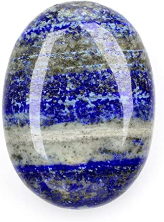 Karma Gems Lapis Lazuli Oval Worry stone Palm Pocket Energy Stone Hand Carved Lapis Lazuli Healing Crystal for Chakra Reiki Balancing Polished Gemstones for Anxiety Meditation